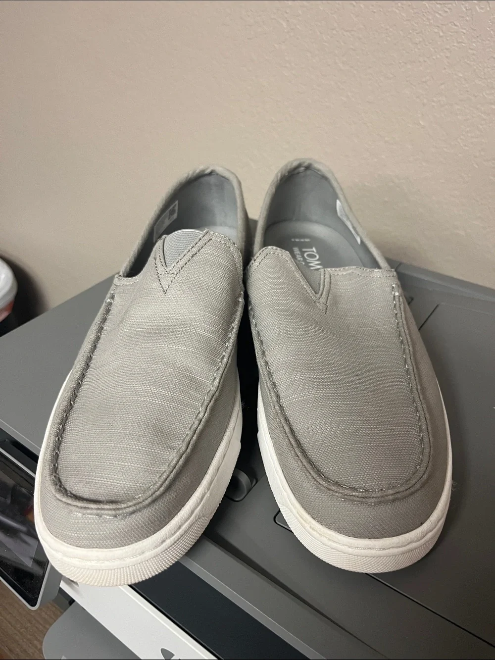 Toms Men’s Gray Canvas Slip-On Loafers